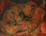 Josef Scharl, Zwei Füchse, 1923, Öl auf Leinwand