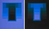 Karl Gerstner, Colour Sounds Blue I und II, 1973, Jeweils: Farbserigrafie auf Velin, collagiert auf leichtem Karton