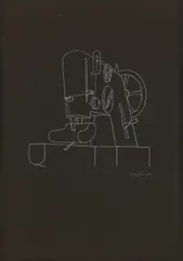 Konrad Klapheck, Inquisition (früher: Große Nähmaschine), 1974, Radierung auf schwarzem Bütten