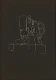 Konrad Klapheck, Inquisition (früher: Große Nähmaschine), 1974, Radierung auf schwarzem Bütten