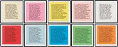 Inflammatory Essays by Jenny Holzer, 1979-1983, Serie von 10 Offset-Lithografien auf verschiedenfarbigen Papieren, sold Jun 2021