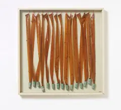 Daniel Spoerri, Fliegenfalle, Ready Made (15 benutzte Aeroxon-Fliegenfallen)
