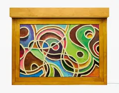 Anton Henning, "Interior No. 301", 2005, Öl auf Leinwand (122 x 183cm). In Holzrahmenkonstruktion mit Neonröhre, elektrifiziert