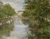 Theodor Hagen, Sommerlicher Kanal in Blankenhain, Öl auf Leinwand