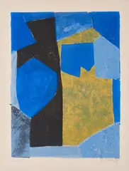 Composition bleue, noire et jeune by Serge Poliakoff, 1957, Farblithografie auf Velin, sold Sep 2021