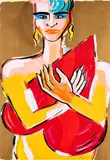 Elvira Bach, Frau mit Herz, 1997, Farbserigrafie auf leichtem Karton