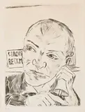 Max Beckmann, Der Ausrufer (Selbstbildnis) (Aus: Der Jahrmarkt), 1921, Radierung auf Velin