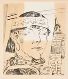 Max Beckmann, Schlangendame (Aus: Der Jahrmarkt), 1921, Kaltnadel auf Velin