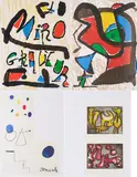 Joan Miró, Miró Graveur, Band I-IV, 1984 - 2001, Werkverzeichnis der Radierungen in 4 Bänden von Jacques Dupin mit 3 originalen Holzschnitten pro Band