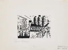 Schiffe im Hafen by Lyonel Feininger, 1941, Holzschnitt auf Seidenpapier, sold Sep 2021