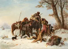 Wilhelm Hahn, Der Kosakenüberfall, Öl auf Leinwand