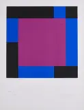 Max Bill, Purpurquadrat in gegenläufigen Progressionen, 1967/68, Farbserigrafie auf Karton