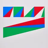 Max Bill, 4 Quadrate in oberer Reihe in Dreiecke gesplittert, 1973, Farbserigrafie auf Velin