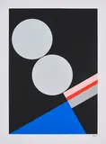 Walter Dexel, Komposition mit zwei hellen Scheiben, 1972, Farbserigrafie auf glattem Karton
