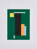 Walter Dexel, Auf grünem Grund, 1971, Farbserigrafie auf Karton