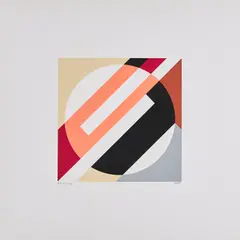Walter Dexel, Scheibe - diagonal verspannt, 1971, Farbserigrafie auf Karton