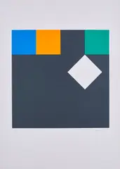 Camille Graeser, Aus: Bewegtes weißes Quadrat, 1971, Farbserigrafie auf Velin