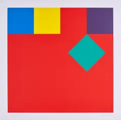Camille Graeser, Disloziertes grünes Quadrat, 1971, Farbserigrafie auf Velin