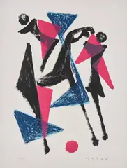 Konvolut von 2 Lithografien by Marino Marini, 1953, Farblithografie auf ARCHES (Wasserzeichen), sold Feb 2022