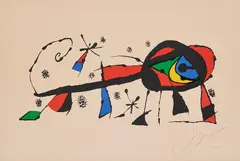 Le chat de la voisine by Joan Miró, 1977, Farblithografie auf Arches (Wasserzeichen), sold Oct 2021