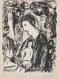 Großes schwarzes Selbstbildnis by Marc Chagall, 1975, Lithografie auf Arches FRANCE (Wasserzeichen), sold Feb 2022