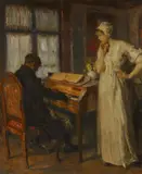 Carl von Marr, Im Musikzimmer, Öl auf Leinwand