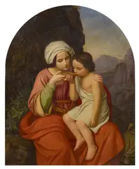 Julius Uschner, Hagar und Ismael, Öl auf Leinwand