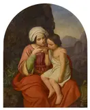 Julius Uschner, Hagar und Ismael, Öl auf Leinwand