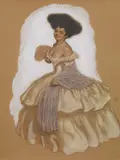 Hanns Pellar, Porträt der Künstlergattin Stefanie Pellar in eleganter Robe, Gouache und Kreide auf Papier