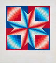 Tsillag by Victor Vasarely, 1986, Farblithografie auf BFK RIVES (Wasserzeichen), sold Sep 2024