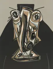 Melanchthon III (Aus: Une chair d'ombre) by Antonio Saura Atarés, 1988, Farblithografie auf Velin, sold Nov 2021