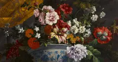 Jean-Baptist Monnoyer, Blumenstillleben in einer chinesischen Porzellanvase, Öl auf Leinwand