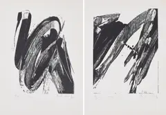 Konvolut von 2 Lithografien by Karl Otto Götz, 1985, Jeweils: Lithografie auf leichtem Karton, sold Jan 2022