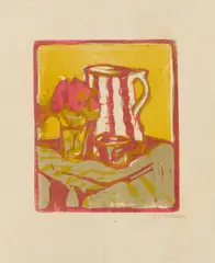 Stillleben by Ernst Ludwig Kirchner, 1907, Farbholzschnitt auf Büttenkarton, sold Dec 2021