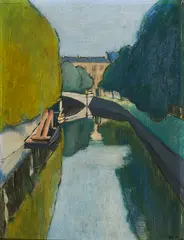 Kurt Scheele, "Landschaftskanal", 1929, Öl auf Leinen