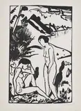 Erich Heckel, Am Strand, 1923, Holzschnitt auf Japan