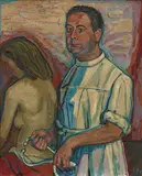 Otto Dix, Mann mit Akt, 1952, Öl auf Leinwand