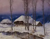 Karl Hauptmann, "Alter Hof im kleinen Wiesental", Öl auf Holz