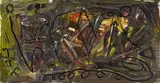 Hyde Park by A. R. Penck, 1987, Öl auf Leinwand, sold Dec 2021