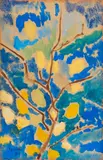Siegward Sprotte, Ohne Titel (Gelbe Blätter), 2002, Tempera auf braunem Karton
