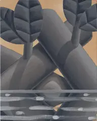 branches by the lake by Laurens Legiers, 2021, oil on canvas, offered Aug 2024