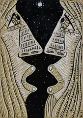 Brian Calvin, Planets, 2021, charcoal and paint marker on paper