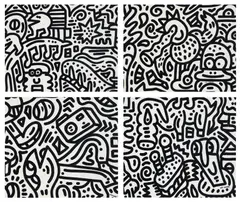 Four works: (i) Untitled; (ii) Untitled; (iii) Untitled; (iv) Untitled by Sam Cox, 2017, acrylic on paper, sold Aug 2024