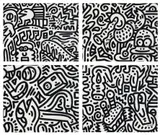 Sam Cox, Four works: (i) Untitled; (ii) Untitled; (iii) Untitled; (iv) Untitled, 2017, acrylic on paper