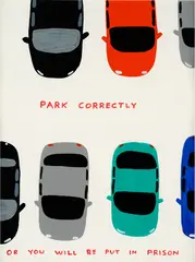 Untitled (Park Correctly) by David Shrigley, 2021, acrylic on paper, sold Oct 2024