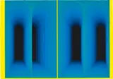 Julian Hoeber, Split Arches Small, 2022, acrylic and flashe on linen mounted on panel