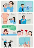 David Shrigley and Joan Cornellà, Vote (Set of 8 – Horizontal), screenprint in colours, on wove paper, the full sheet