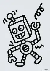 Robot Curls by Sam Cox, 2018, acrylic on paper, sold Oct 2024
