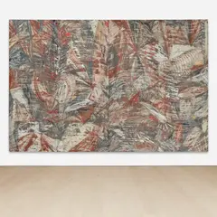 Butterflies Drinking Crocodile Tears by Angel Otero, 2016, oil and fabric collaged on canvas, diptych, sold Mar 2023