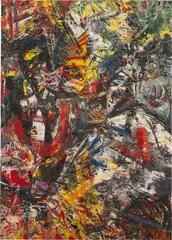 All Smiles by Angel Otero, 2019, oil paint and fabric collage on canvas, sold Mar 2023